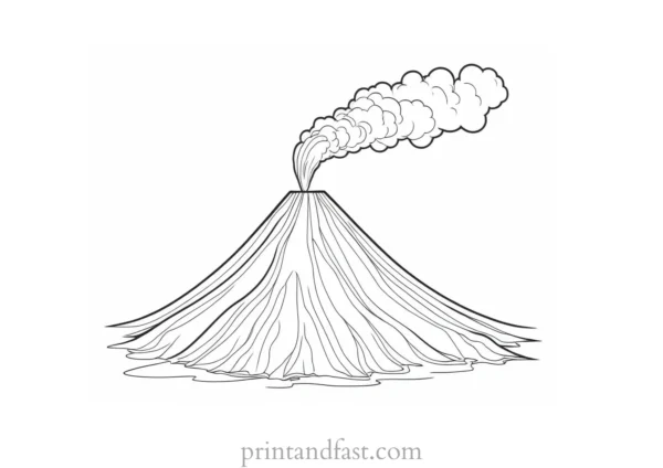 volcano coloring page for kids