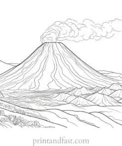 volcano coloring page landscape