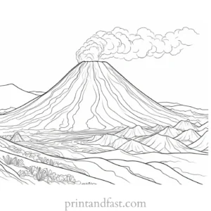 volcano coloring page landscape