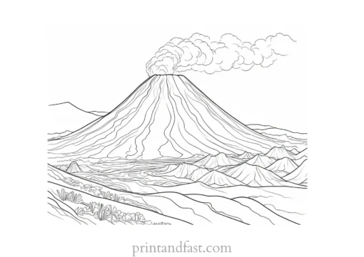 volcano coloring page landscape