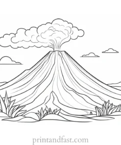 volcano coloring page nature