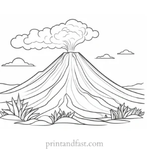 volcano coloring page nature