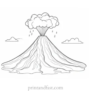 volcano coloring page outline