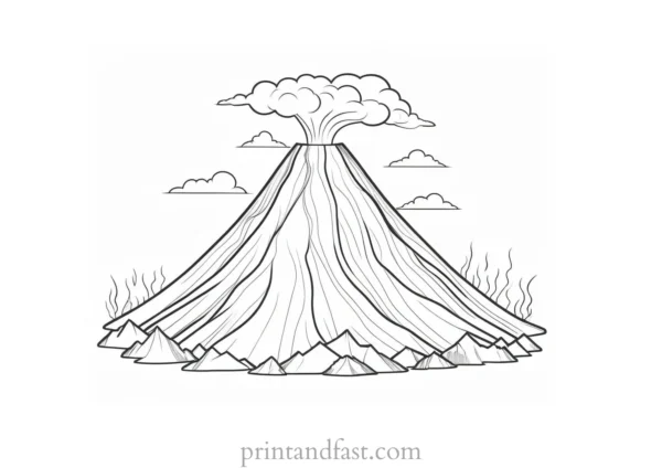 volcano coloring page printable