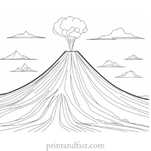 volcano coloring page simple