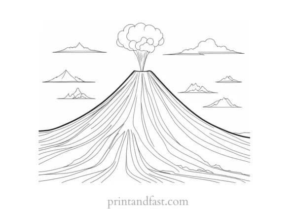 volcano coloring page simple