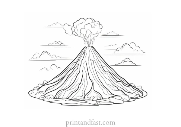 volcano coloring page worksheet