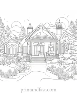 winter coloring page detailed