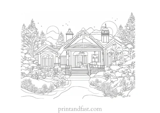 winter coloring page detailed