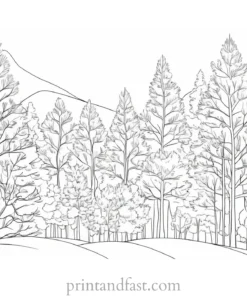 winter coloring page forest