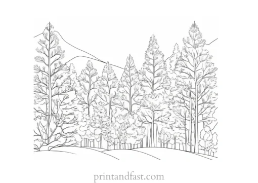 winter coloring page forest