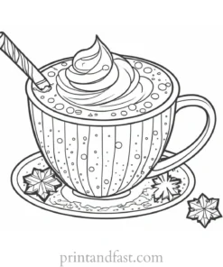 winter coloring page hot cocoa