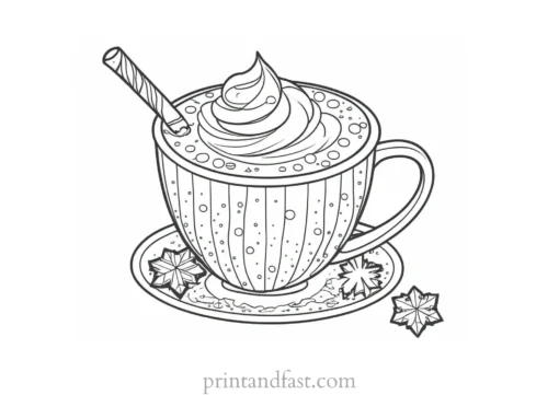 winter coloring page hot cocoa