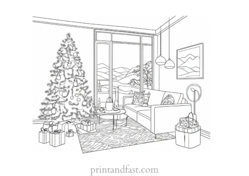 winter coloring page indoor