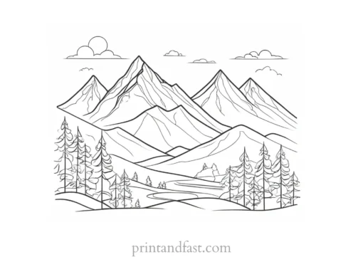 winter coloring page mountains