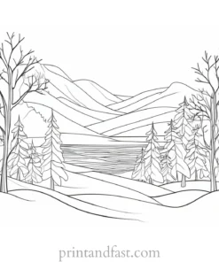 winter coloring page nature