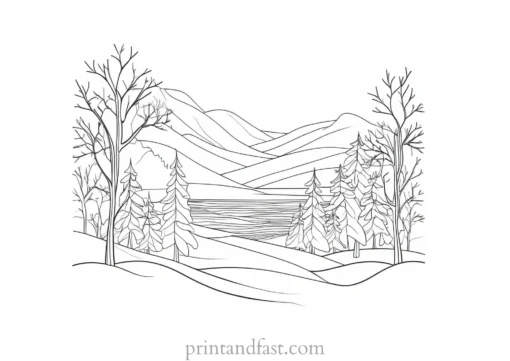 winter coloring page nature