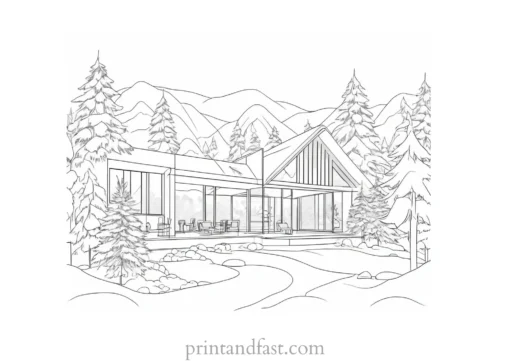 winter coloring page outdoor