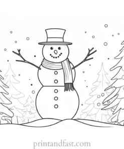 winter coloring page snowman