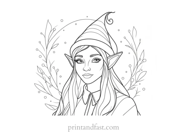 winter elf coloring page