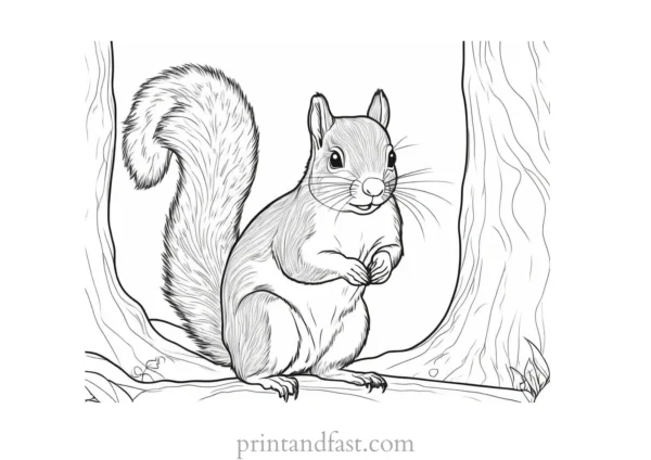 woodland squirrel coloring page