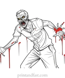 zombie coloring page with blood