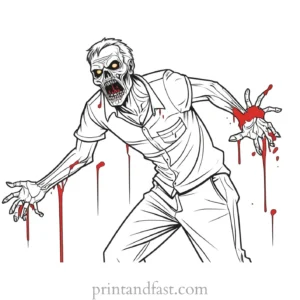 zombie coloring page with blood