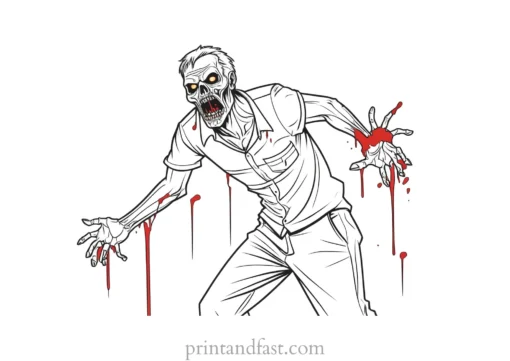 zombie coloring page with blood