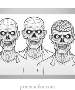 zombie coloring page with brains