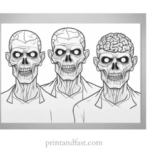 zombie coloring page with brains