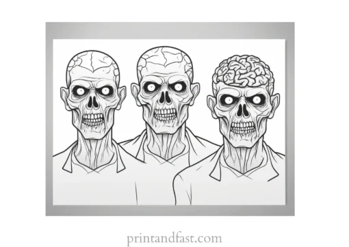 zombie coloring page with brains