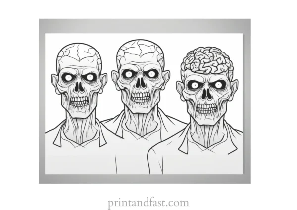 zombie coloring page with brains