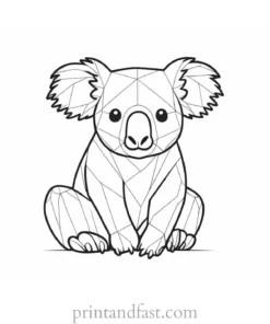 3D Koala Coloring Page