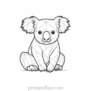 3D Koala Coloring Page