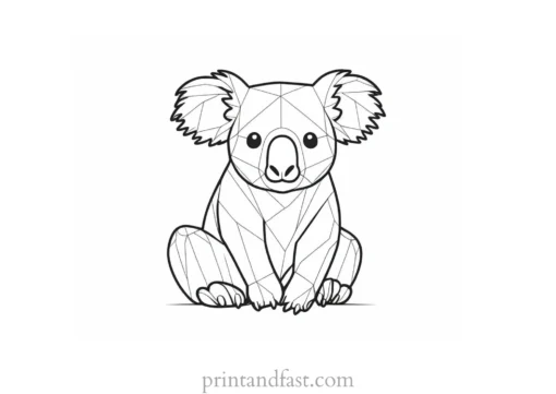 3D Koala Coloring Page