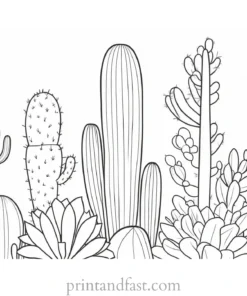 abstract Cactus Coloring Page