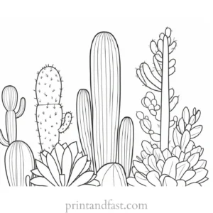 abstract Cactus Coloring Page