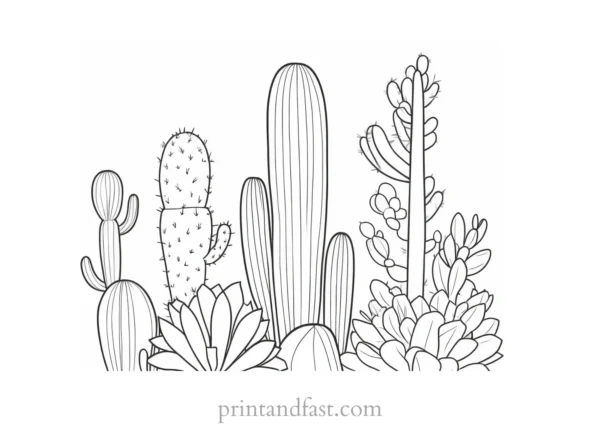 abstract Cactus Coloring Page