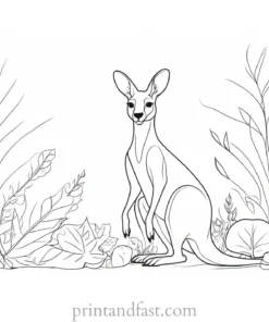 autumn kangaroo coloring page