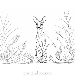 autumn kangaroo coloring page