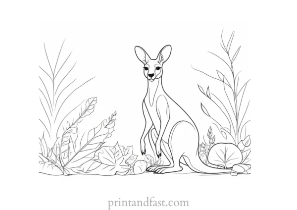 autumn kangaroo coloring page