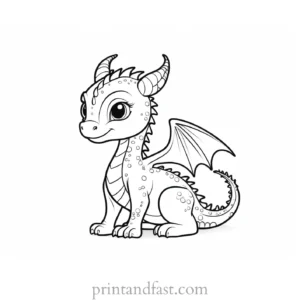 baby dragon coloring page digital