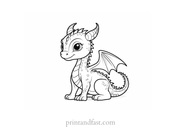 baby dragon coloring page digital