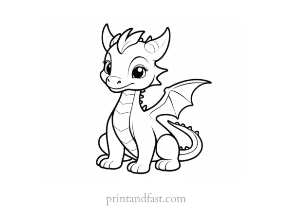 baby dragon coloring page medieval