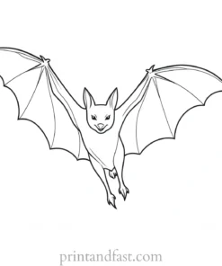 bat coloring page flying