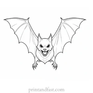 bat coloring page spooky