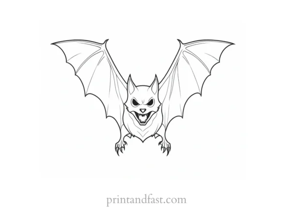 bat coloring page spooky