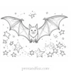 bat coloring page with stars