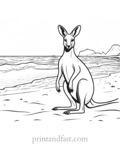 beach kangaroo coloring page