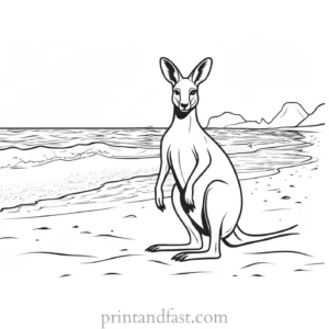 beach kangaroo coloring page